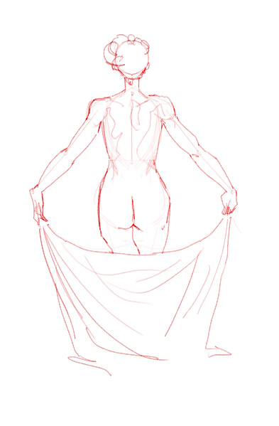 Dessin femme de dos